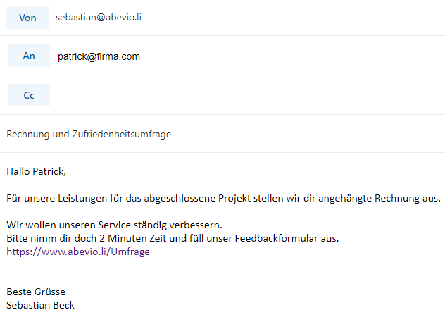 Mail an Kunde